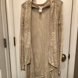 Crocheted Long Cardigan - Oatmeal